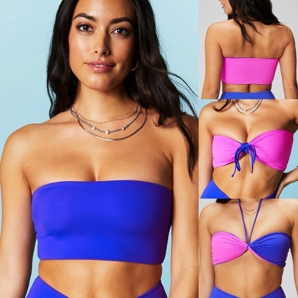 4 for $40 SALE! Fabletics Multi-Wear Bandeau Swim Top, Royal/Pink, Size 3X - Picture 1 of 12